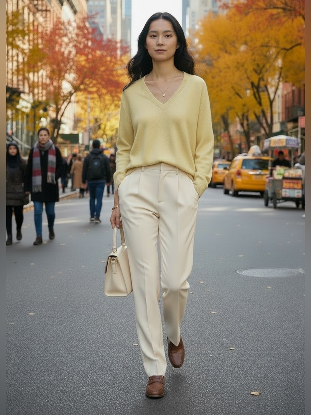 Vintage 90s St. Croix USA Butter Yellow Birdseye Knit V-Neck Sweater XL